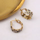 Gold Fashion Vintage Letter Geometric Hot Drill Earrings