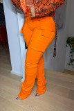 Grey Fashion Casual Solid Patchwork Regular High Waist Conventional Solid Color Bottoms