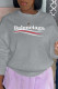 Grey Casual Sportswear Print Patchwork Letter O Neck Tops