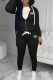 Black Fashion Casual Solid Embroidered Hooded Collar Long Sleeve Two Pieces