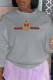 Grey Casual Street Print Patchwork O Neck Tops