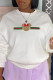 White Casual Street Print Patchwork O Neck Tops