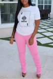 White Street Daily Print Patchwork O Neck T-Shirts