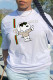 White Street Daily Print Patchwork O Neck T-Shirts