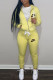Yellow Fashion Street Print Patchwork Hooded Collar Long Sleeve Two Pieces