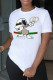 White Street Cute Character Print Patchwork O Neck T-Shirts