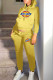 Yellow Fashion Street Print Patchwork Hooded Collar Long Sleeve Two Pieces
