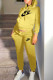 Yellow Fashion Street Print Patchwork Hooded Collar Long Sleeve Two Pieces