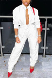White Sexy Casual Solid Basic Long Sleeve Two Pieces