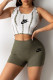 Green Fashion Sportswear Print Patchwork O Neck Sleeveless Two Pieces