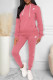 Pink Fashion Casual Print Patchwork Hooded Collar Long Sleeve Two Pieces