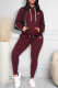 Red Fashion Casual Print Patchwork Hooded Collar Long Sleeve Two Pieces