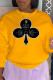 Yellow Fashion Casual Print Patchwork O Neck Tops