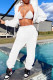 White Casual Sportswear Solid Patchwork Zipper Hooded Collar Long Sleeve Two Pieces