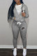 Grey Fashion Street Print Patchwork Hooded Collar Long Sleeve Two Pieces