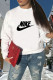 White Fashion Casual Print Patchwork O Neck Tops