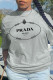 Grey Casual Street Print Patchwork O Neck T-Shirts