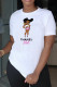 White Casual Street Character Print Patchwork O Neck T-Shirts