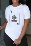 White Street Daily Print Patchwork O Neck T-Shirts