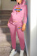 Pink Fashion Street Print Patchwork Hooded Collar Long Sleeve Two Pieces