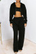 Black Casual Solid Patchwork Zipper Hooded Collar Long Sleeve Two Pieces