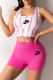 Rose Red Fashion Sportswear Print Patchwork O Neck Sleeveless Two Pieces