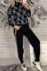 Black Fashion Sportswear Print Letter Zipper Collar Long Sleeve Two Pieces