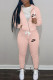 Orange Fashion Street Print Patchwork Hooded Collar Long Sleeve Two Pieces