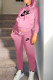 Pink Fashion Street Print Patchwork Hooded Collar Long Sleeve Two Pieces