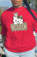 Red Casual Street Print Patchwork O Neck T-Shirts