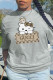 Grey Casual Street Print Patchwork O Neck T-Shirts
