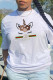 White Fashion Street Print Patchwork T-Shirts