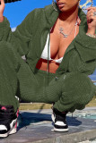 Pink Casual Sportswear Solid Patchwork Zipper Hooded Collar Long Sleeve Two Pieces