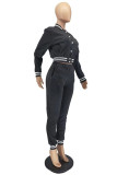 Red Fashion Casual Solid Patchwork Long Sleeve Two Pieces