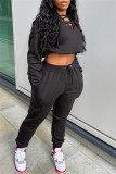 Grey Fashion Casual Solid Hollowed Out V Neck Long Sleeve Two Pieces