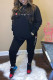 Black Fashion Casual Print Letter O Neck Long Sleeve Two Pieces