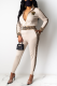 White Street Embroidery Patchwork Turndown Collar Long Sleeve Two Pieces