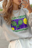 Grey Fashion Casual Print Basic O Neck Tops