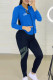 Blue Casual Sportswear Print Basic Hooded Collar Long Sleeve Two Pieces
