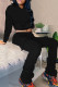 Black Fashion Casual Solid Fold Hooded Collar Long Sleeve Two Pieces