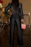 Rose Red Fashion Casual Solid With Belt V Neck Regular Jumpsuits