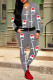 Grey Fashion Sexy Print Patchwork Hooded Collar Long Sleeve Two Pieces