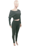 Pink Casual Solid Patchwork Oblique Collar Long Sleeve Two Pieces
