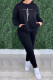 Black Fashion Casual Print Basic O Neck Long Sleeve Two Pieces