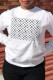 White Casual basis Print Patchwork Letter O Neck Tops