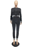 Red Fashion Casual Solid Patchwork Long Sleeve Two Pieces