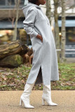 Grey Casual Street Solid Patchwork Zipper Hooded Collar Straight Dresses