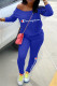 Blue Fashion Casual Print Basic O Neck Long Sleeve Two Pieces