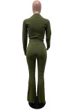Khaki Fashion Casual Solid Patchwork Turtleneck Long Sleeve Two Pieces