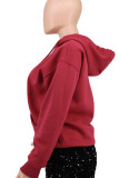 White Fashion Casual Print Basic Hooded Collar Tops